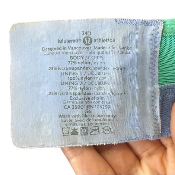 Lululemon - Women's 'Ta Ta Tamer' Sports Bra, Two-Tone - Green/Blue, Size 34D - Picture 16 of 16